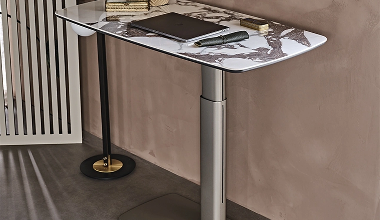 Scrivania Operativa in ceramica e metallo Runner Keramik di Cattelan Italia
