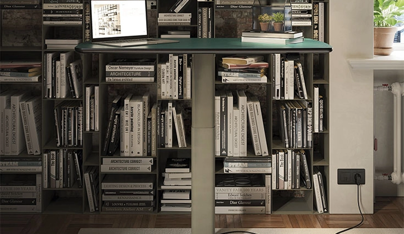 Scrivania Operativa in pelle e metallo Runner Leather di Cattelan Italia