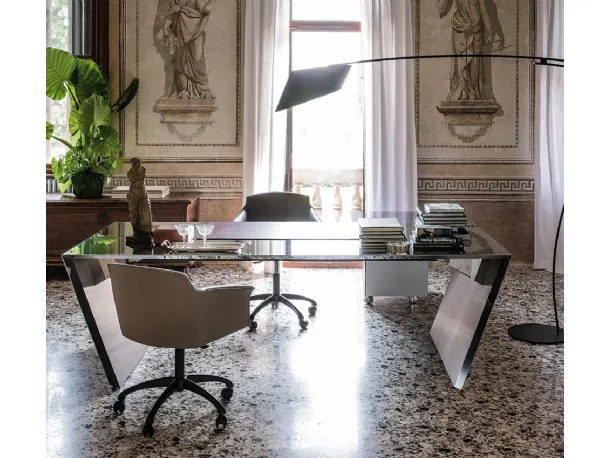 Scrivania Direzionale in acciaio inox Vega di Cattelan Italia