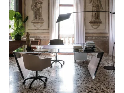 Scrivania Direzionale in acciaio inox Vega di Cattelan Italia